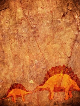 prehistoric background with dinosaur and copyspace
