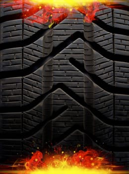 black abstract background with red flame  and copyspace