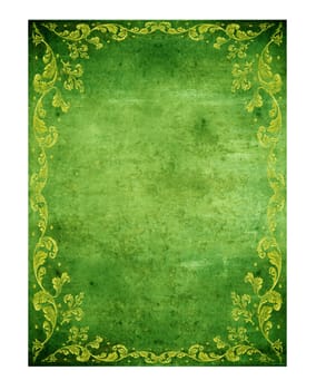 green background with floral decorations