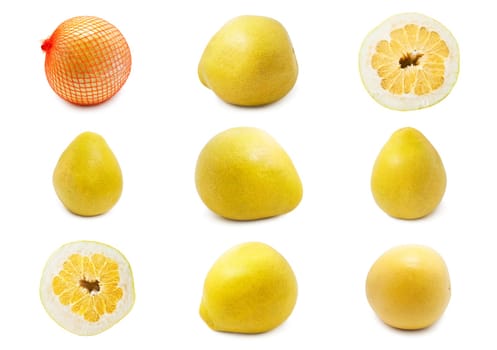 Collection of fresh pomelo fruit  isolated on white background