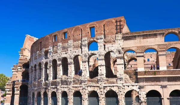 Beautiful view of famous ancient Colosseum in Rome, Italy