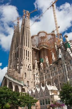 Famous architecture masterpiece Sagrada Familia in Barcelona, Spain