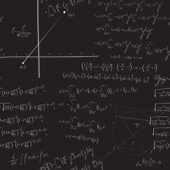 Mathematical seamless pattern with equations and proofs