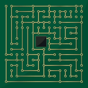 Computer microchip labyrinth, abstract art