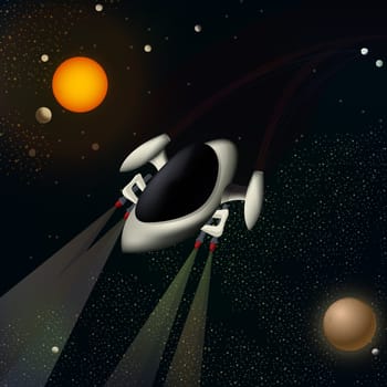 Illustration of a spacecraft in space