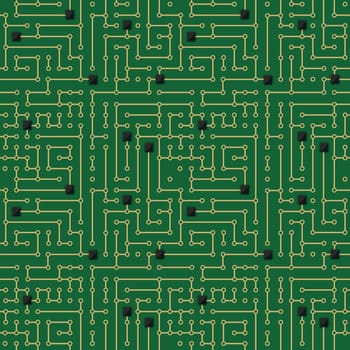 Seamless pattern. Computer circuit board design