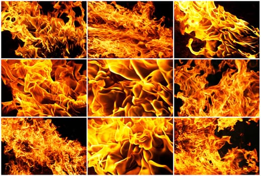 Beautiful yellow and orange hot fire on black background