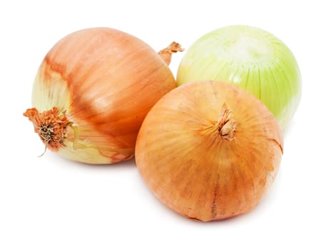 Fresh golden onion isolated on white background