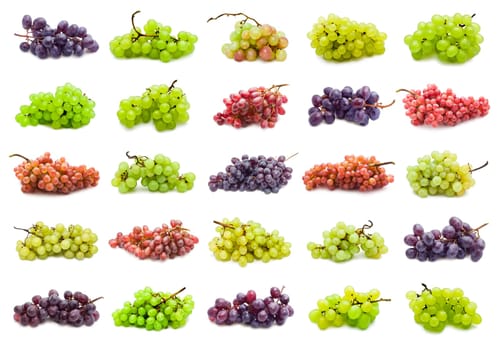 Collection of grapes isolated on white background