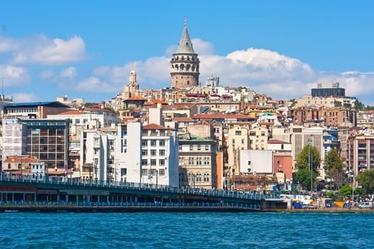 Galata district near Golden Horn harbor in Istanbul, Turkey