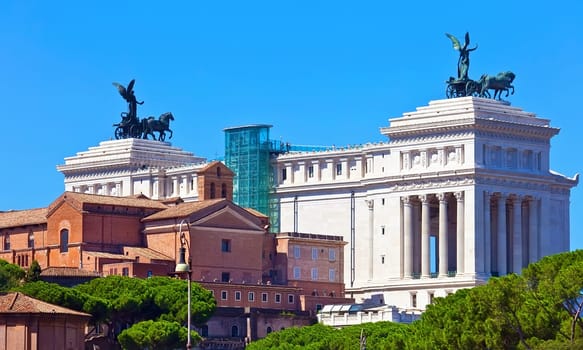 Famous Vittorio Emanuele II monument also known as Altar of the Fatherland, Rome, Italy