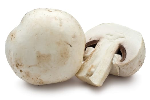 Fresh champignon mushrooms isolated on white background