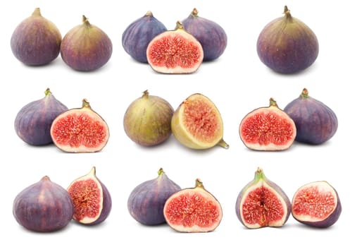 Collection of fresh fig fruits isolated on white background