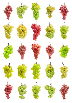 Collection of grapes isolated on white background
