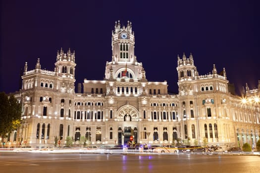 Central Post Office - Palacio de Comunicaciones at Cybele's Square, Madrid, Spain.