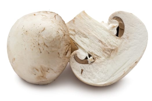 Fresh champignon mushrooms isolated on white background