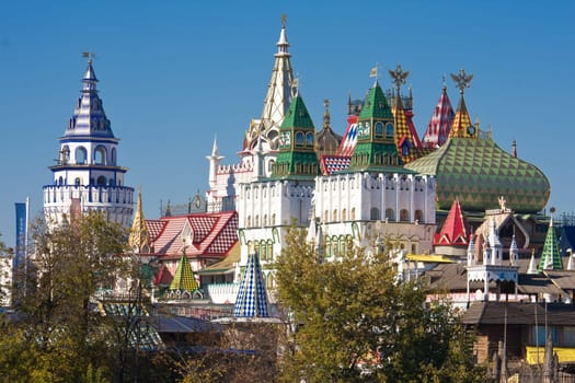 Beautiful view of kremlin in Izmailovo, Moscow, Russia