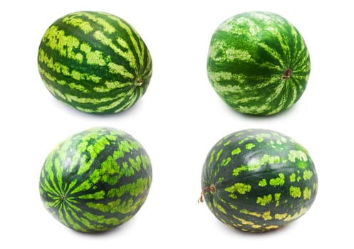 Collection of fresh juicy watermelons isolated on white background