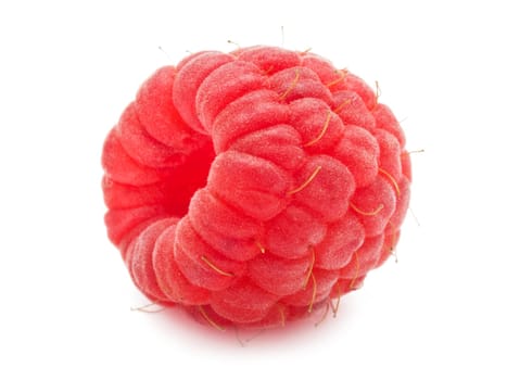 Ripe red raspberry isolated on white background