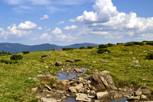 lake in a valley among the mountains