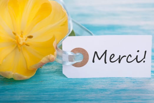 Tag with the French Word Merci which means Thanks
