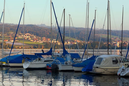 Beinwil marina in the evening light