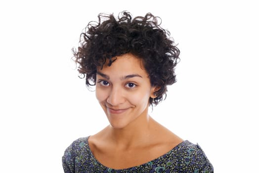 Portrait of happy hispanic girl smiling confident at camera
