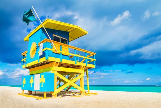 Colorful Lifeguard Tower in South Beach, Miami Beach, Florida, USA