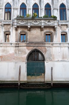 Venetian architecture  waterfront building in Venice, Italy.