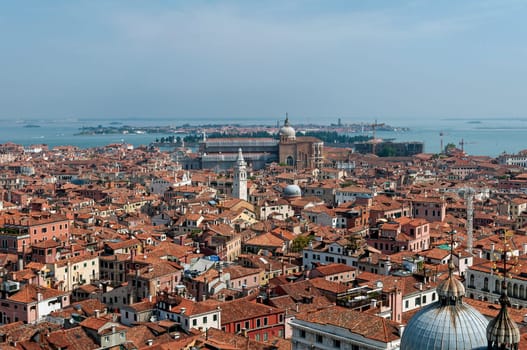 High angle view of Venice, in Italy.