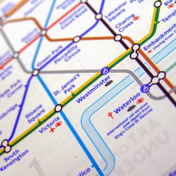 LONDON, ENGLAND, UK - NOVEMBER 04, 2007: Tube map of the London Underground subway lines