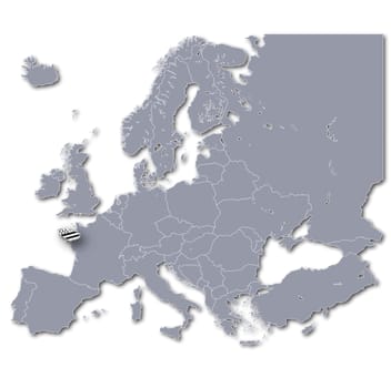 Map of Europe with Brittany