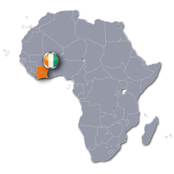 Map of Africa with Ivory Coast