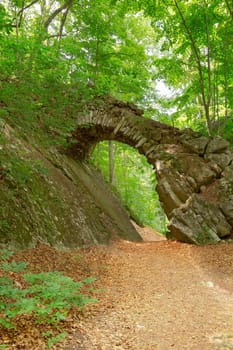 Old stone bridge in the woods. Filmed here Italian film