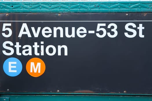 Green Subway Station sign.New York City (USA)