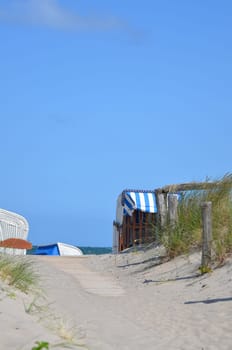 Passage to the beach on the Baltic Sea with beach chair