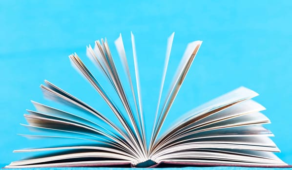 Close up on open book pages