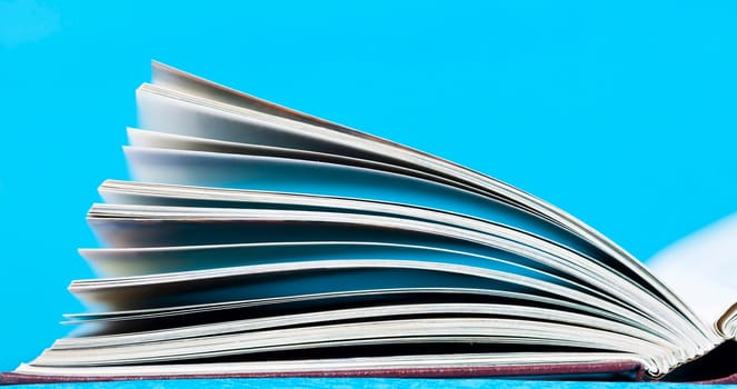 Close up on open book pages