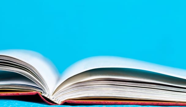 Close up on open book pages