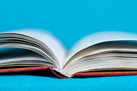 Close up on open book pages
