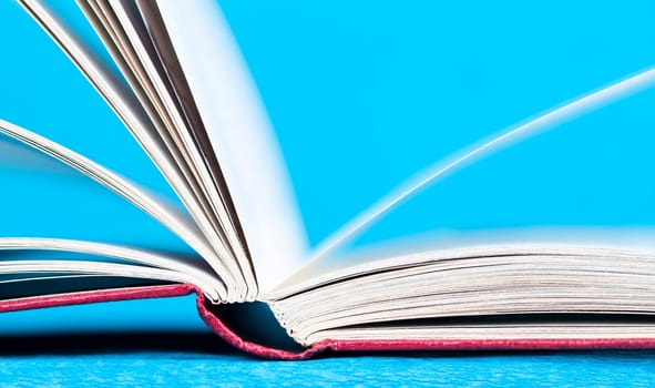 Close up on open book pages
