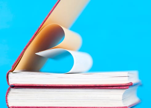 Close up on heart shaped book pages