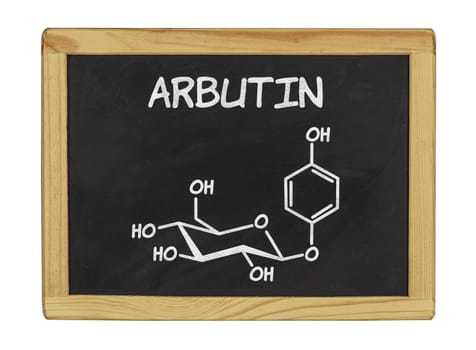 chemical structural formula of arbutin on a slate