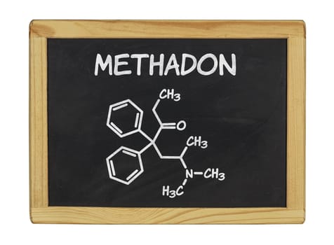 chemical structural formula of methadone on a shale