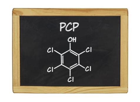chemical structural formula of PCP on a slate