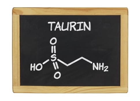 chemical structural formula of taurine on a slate
