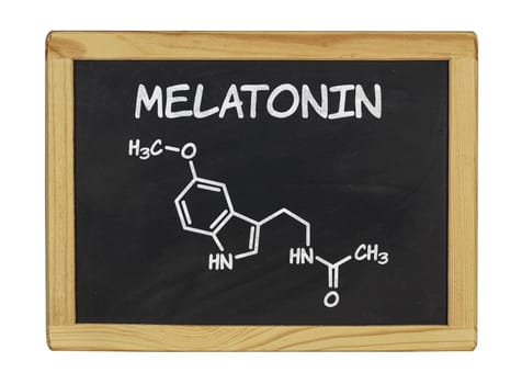 chemical structural formula of melatonin on a slate