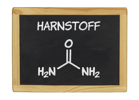 chemical structural formula of urea on a slate