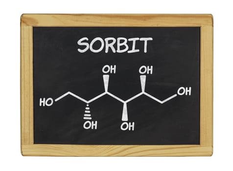 chemical structural formula of sorbitol on a slate