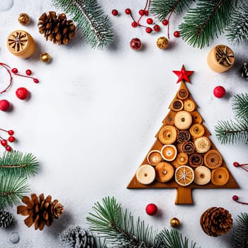 christmas decoration on wooden background.